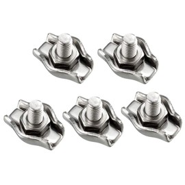 TOP-VIGOR 5Pcs M2 Simplex Bolt Wire Rope Clip, 304 Stainless Steel Wire Rope Cable Clamp Single Bolt Rigging Fasteners for Clothesline, Awning Fastening, Rigging Railing