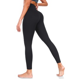 YUNOGA Women's High Waisted Leggings Tummy Control Workout Leggings with Inner Pocket Buttery Soft Activewear Yoga Pants (M, Black)