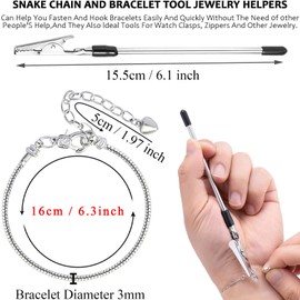 20 Pcs Snake Chain Charm Bracelet Chains with Bracelet Helper 3mm Adjustable Snake Charm Bracelet with Heart Lobster Clasp Extender Chain DIY Bracelet Chains for Women Gifts Jewelry Making Supplies