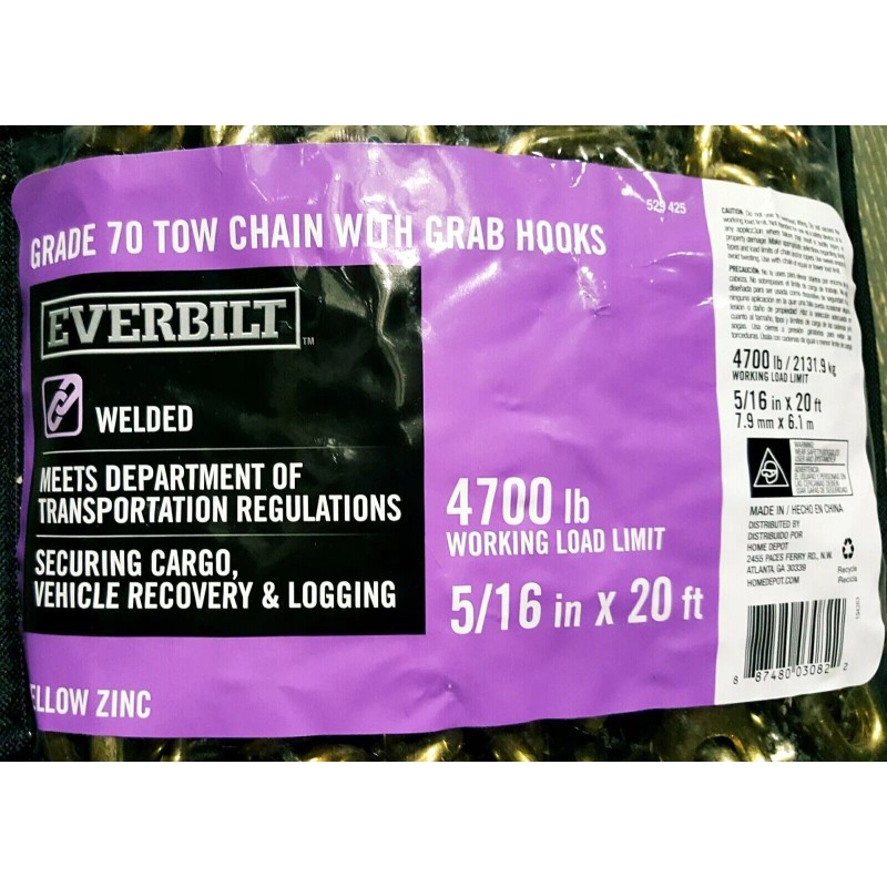 everbuilt Everbilt #529425 Tow Chain Grab Hook 5/16” x 20ft.