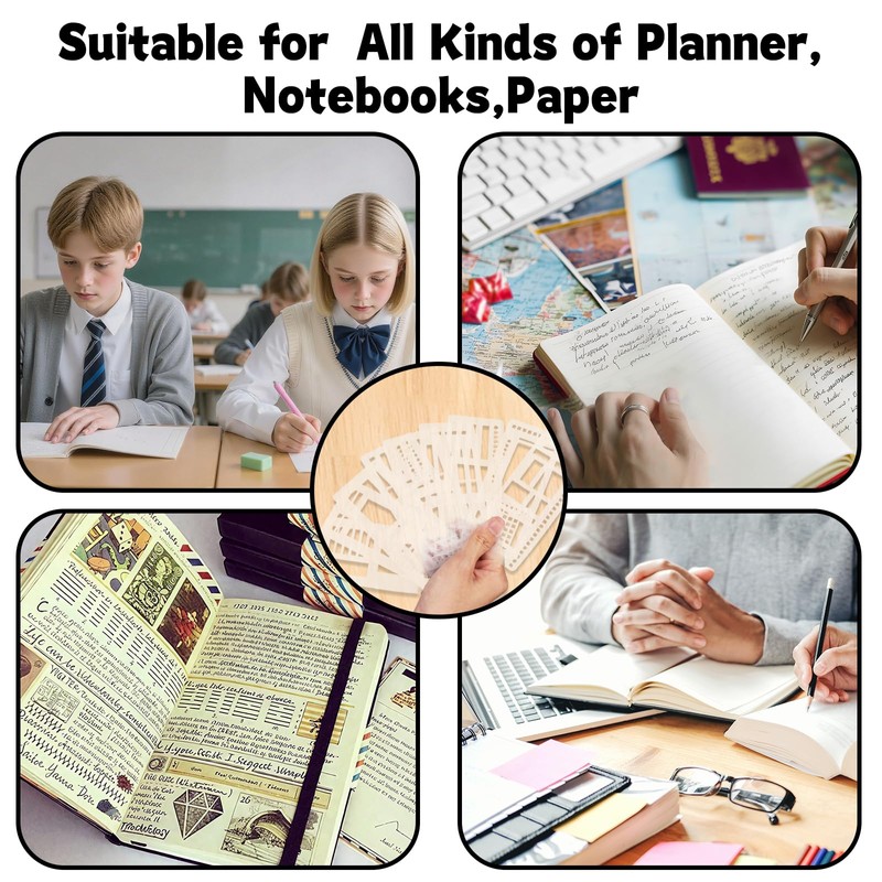 9 Pack Handmade Flexible Record Template, Reusable Planner Stencils Templates