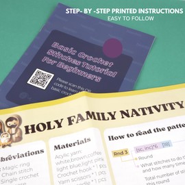 Mad Mags Holy Family Nativity Crochet Kit, Starter Kit with Step-by-Step Video Tutorials, DIY Knitting Supplies, Everything Included