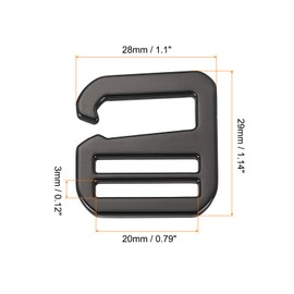 QUARKZMAN Pack of 4 20 mm / 0.79 Inch Metal G-Hook Strap Adjuster Flat Tri-Glide Slider Buckles for Backpack Strap Webbing Dark Grey, dark grey