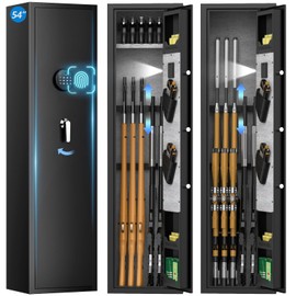 Karuikev 3-5 Large Gun Safes for Home Rifle and Pistols (with/Without Scope),Quick Access Long Rifle Safes for Home,Gun Cabinets with Fingerprint Keypad, Adjustable Pistol Rack, Removable Shelf