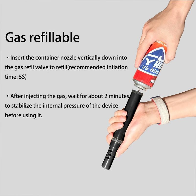 CAMVIL Refillable Camping Butane Torch Lighter with Fuel Gauge &