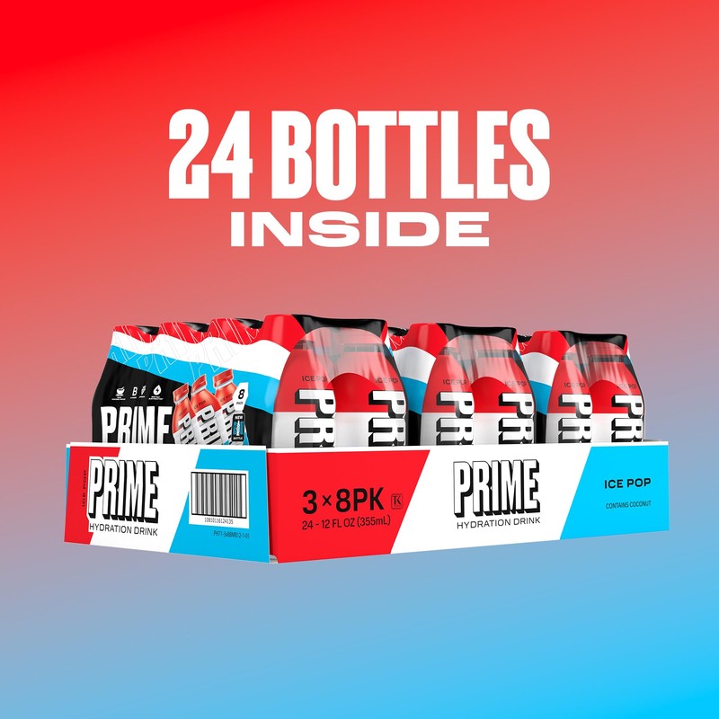 PRIME HYDRATION ICE POP, Sports Drinks, Electrolyte Enhanced for Ultimate