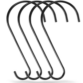 Dreecy 12-Inch Tree Branch Hooks, 4 Pack Extra Large S Hooks for Hanging Plants, Heavy Duty Bird Feeder Hook for Hanging Plants, Black Bird Feeder Hangers for Outside, Lanterns and Ornaments