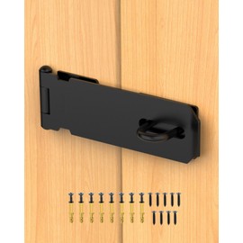 MeBantoo Door Hasp Lock Latch, 5 Inch Barn Door Lock Latches, 304 Stainless Steel Gate Latch Padlock Clasp Lock Hinges Lock for Shed, Drawers, Cabinets, Doors (Black - 1pc)