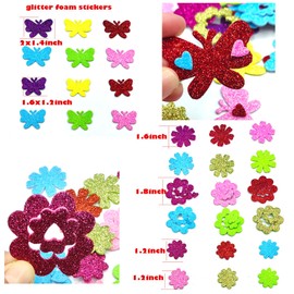 IFKEGON Foam Flower Stickers, Puffy Self Adhesive Shapes Materials,Suitable for Different scenarios and Projects (180, Glitter Butterfly Flower)