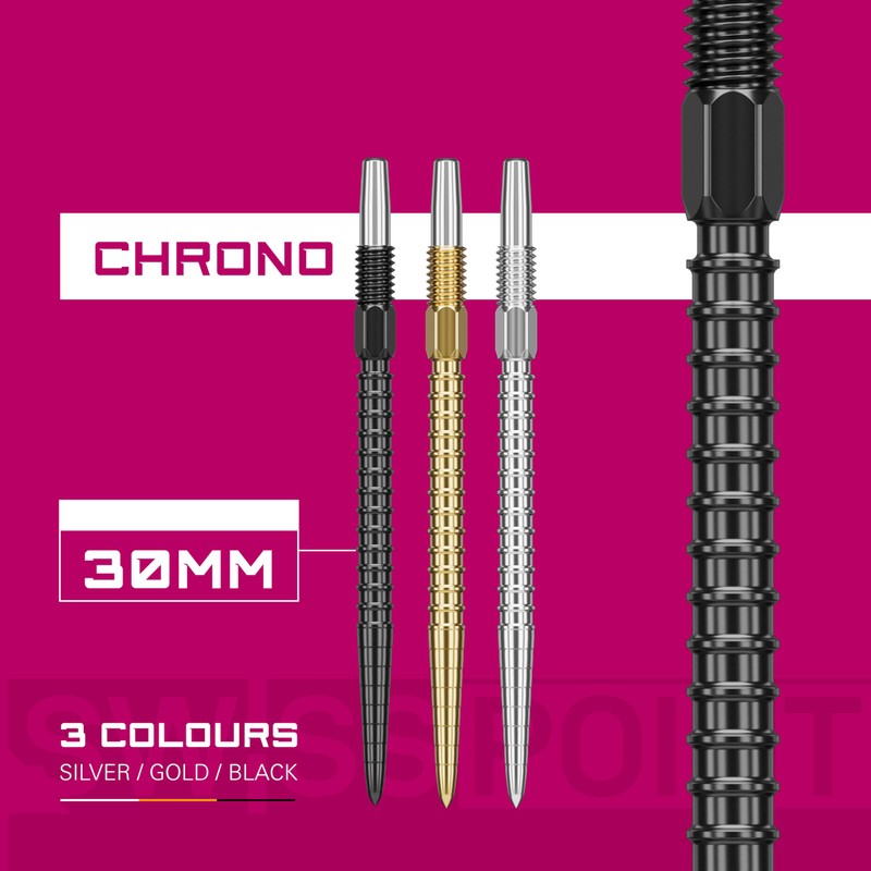 Target Darts Swiss Point Dart Tips, Chrono (Pack of 3)