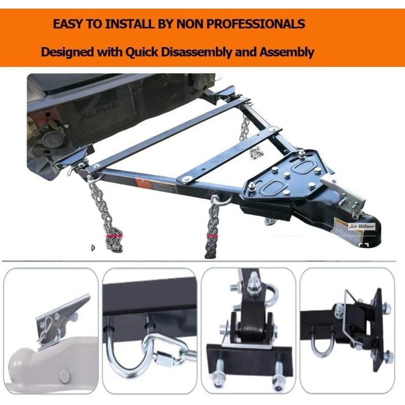 Unbranded Adjustable Towing Bar Bumper Mount w/ 2X Chains Universal