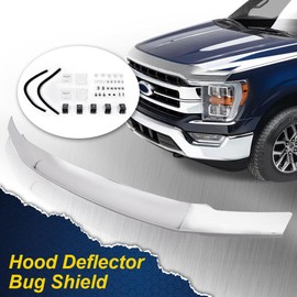 CHEDA Hood Deflector Bug Shield, 1-Piece Compatible with 2017-2019 Ford F450 F550 Super Duty/Fit 2017-2018 Ford F250 F350 Super Duty Silver