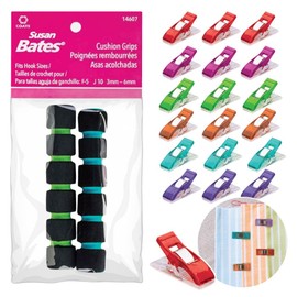 Susan Bates - Puños de ganchillo y clips de tela Pixiss (20) - Juego de agarre ergonómico suave para reducir la tensión de la mano y artesanos o artistas de ganchillo con artritis