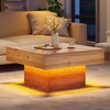 YITAHOME LED Game Coffee Table with 2 Drawers Storage, Square