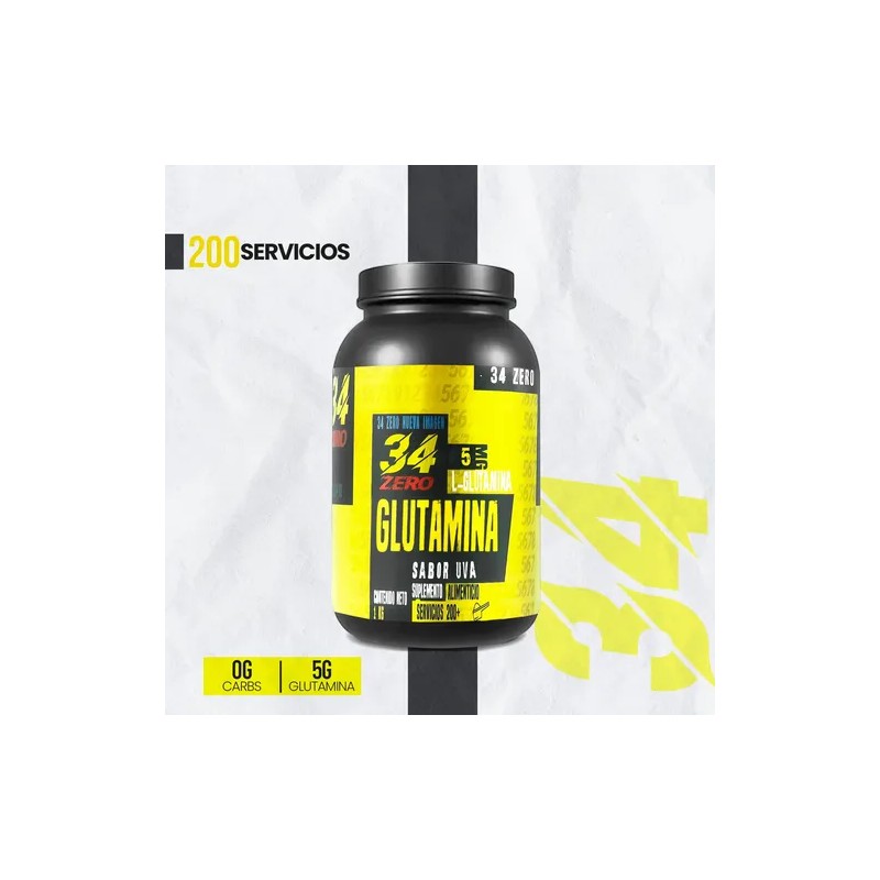 34 Zero Glutamina En Polvo 100 Servis 1kg Varios Sabores