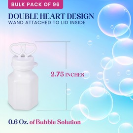 Bulk Wedding Bubbles with Wands - (96 Count) Mini Double Heart Top Bubbles for Wedding Send Off, Bridal Party Favors, Engagement, Anniversary Celebrations, Toy Gifts for Kids, Boys or Girls