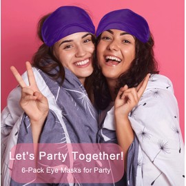 6 Pack Blindfold Eye Mask Cover Sleep Mask for Party Games Travel Sleep Team Build Party Supply with Adjustable Strap for Women Men Kids, Purple