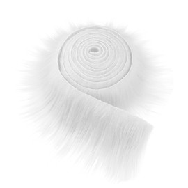 Furry Faux Fur for Crafts, 5 x 150 cm Fur for Crafts, Fluffy Soft, Faux Fur Sold by the Metre for DIY, Cosplay, Costume Decoration, Santa Hair and Christmas Tree Decoration (White)