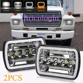 Bricologht 2x 7X6 5x7 LED Headlights Hi/Lo DRL Fit Ford F600 F700 F800 Ft800 Dump Truck C12