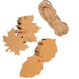 YILUXIANGYANG 100 Pcs Leaf Gift Tags with Twine Maple Leaf Tags Kraft Hang Labels Price Tag Tags for Holiday Wedding Parties Arts