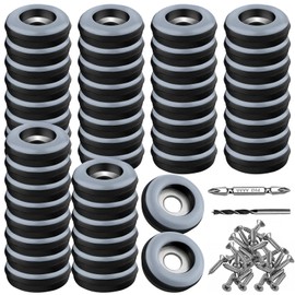 TXErfolg Teflon Gliders for Screwing 48 Pieces Floor Gliders Diameter 19 mm (Round, Black) Furniture Gliders with 48 Stainless Steel Screws and 2 Drill Furniture Gliders Set Effective Protection of