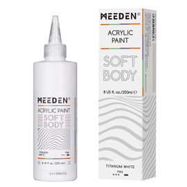 MEEDEN Titanium White Acrylic Paint: Matte Finish 250ml/8.45oz Soft Body Bulk Acrylic Colors in Ergonomic Bottle - Fluid Flow Art Paints for Adults Artists Canvas Art Painting