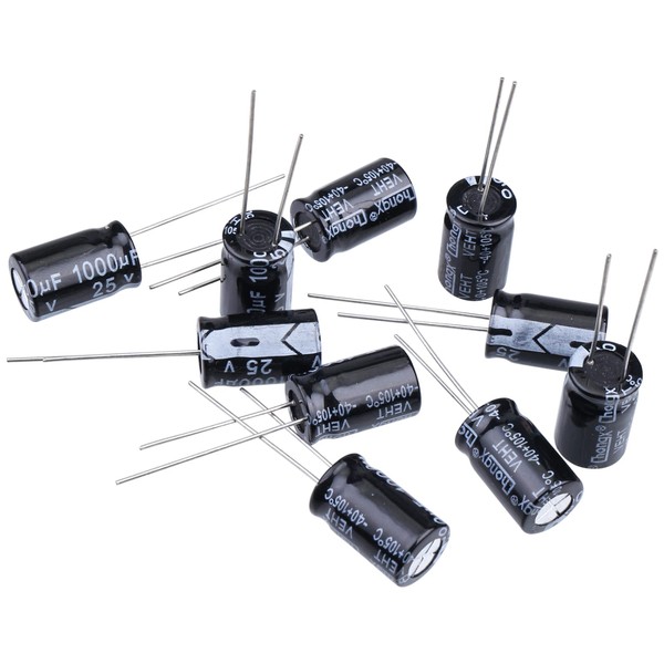 10 Pcs 1000uF 25V Capacitors, Aluminum Electrolytic Capacitor 10x17mm(0.39 x0.67in)