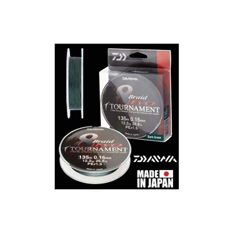 Daiwa Tournament 8 Braid EVO 0.14mm, 10,2kg/22,4lbs 135m dark green