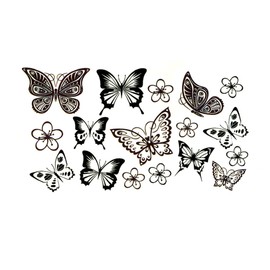 EROSPA® Temporary Tattoo Sheet / Sticker - Butterflies / Flowers Butterfly - 10.5 x 6 cm