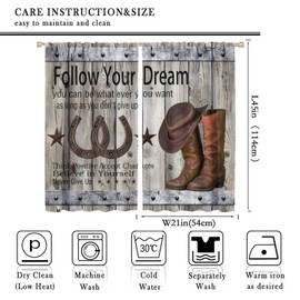 ICMOLYYENLO Retro Country Curtains - Western Cowboy Cottage Farmhouse Wooden Board Background Pattern - Living Room Bedroom Kitchen - Noise Reduction - 42x45 Inch - 2 Panels