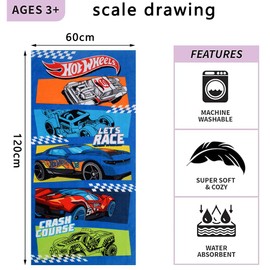 MGKEOUF Cars Beach Towel Kids Cars Swim Bath Towels Cars Poncho Beach Towel Swimming Wrap Children's Bath Towels for Children Tv Show Gift for Boys Girls 60 x 120 cm, CBA1069B