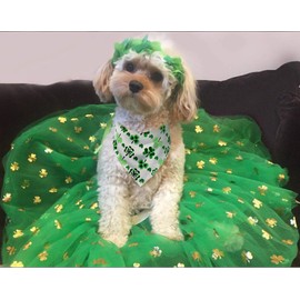 2 Pack St Patricks Day Bandana for Dogs,Triangle Bibs Pet Scarf for Dogs