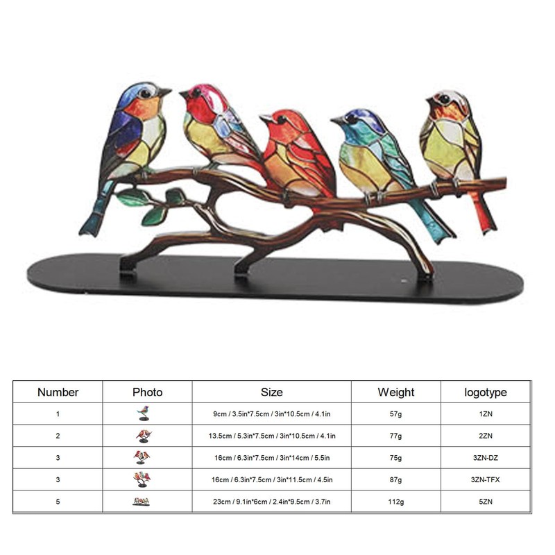Generic Acrylic Birds On Branch Craft, Flat Bird Craft Statue