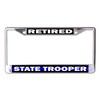 State Trooper Retired Blue Line Chrome License Plate Frame