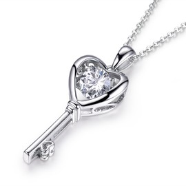 Jiahanzb Key Necklace Women 925 Sterling Silver Necklace Pendant Chain for Women Men