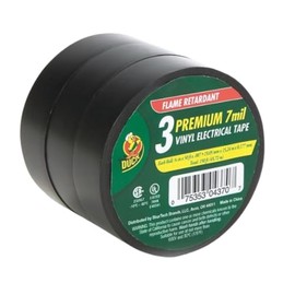 Duck Duck Brand Professional Electrical Tape, 0.75-Inch by 50-Feet, 3-Pack of Rolls, Black (299004)