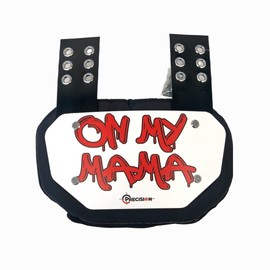 Precision Back Plate - Rear Protector Lower Back Pads for Football Players - On My Mama Youth Sizes (White / RED)