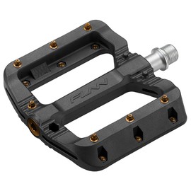 Funn Black Magic Flat Mountain Bike Pedal Set - Wide Platform BMX Bicycle Pedals, 9/16-inch CrMo Axle (Orange pins)
