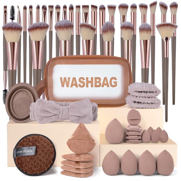 Lukovee Set de Brochas para Maquillaje Profesional, 56 Piezas Brochas
