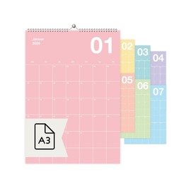 heaven+paper A3 Calendar 2025 Wall Calendar Spectrum Design - Annual Calendar 2025 Family Calendar, Planner for Hanging - Fresh and Harmonious (Pastel, DIN A3)