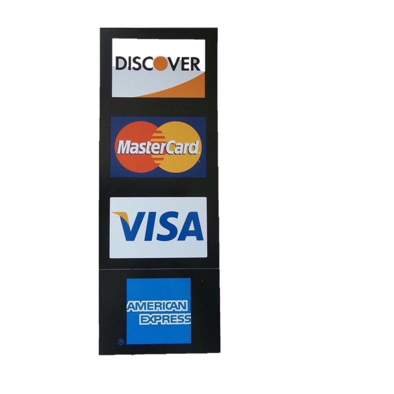 Visa/MC/Amex/Discover Credit Card Decals, 4 Piece