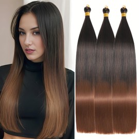 Locescsoc 28 Inch Straight Hair Extensions 150 g 3 Packs Bone Straight Braiding Hair, Soft Synthetic Bundles Crochet Braids Hair Bundles for Braiding (1B/30, 28 Inch 3 Packs)