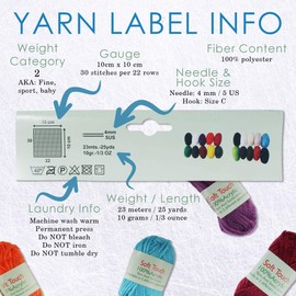 BambooMN Brand Soft Touch Bonbon Yarns - Solids 10x 10g Mini Balls - Acrylic - 2 Packs