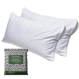 Beckham Hotel Collection King Size Pillow Protector 2 Pack with Zipper, Soft and Breathable Cotton Pillow Protector Covers