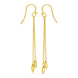 Gold Plated Sterling Silver Double Nugget Drop Earrings