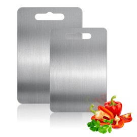 Titanium Cutting Boards - 2Pack Pure Titanium Cutting, Stainless Steel Cutting Boards, Titanium Cutting Boards for Kitchen, Dishwasher Safe(13.88" x 9.05"and 11.81" x7.87") (set-1)