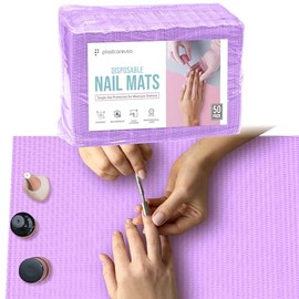 Disposable Nail Mats 50 Pcs - Salon Paper Towel and Table Cover for Nail Tech - 3 Ply Waterproof Manicure Prep Pads - Acrylic Art Supplies and Accessories (Purple)