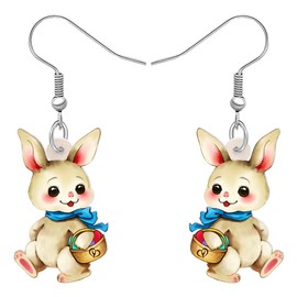 DALANE Creative Acrylic Easter Eggs Rabbit Dangle Drop Earrings Gifts for Women Girls Birthday Party Cute Cartoon Rabbit Hypoallergenic Jewellery for Festival Decorations, Acrylic, No Gemstone