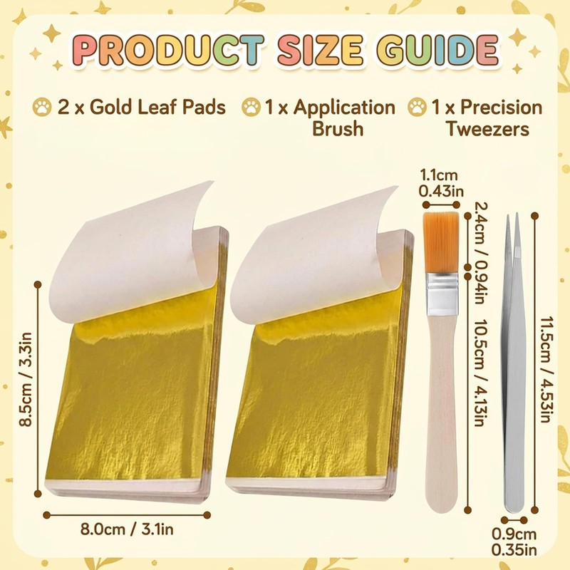 200 PCS Edible Gold Leaf, Gold Leaf Sheets, Easy to