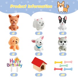 18 Pcs Dog Cake Topper Set, Puppy Figurines Dog Bone Kennel and Cake Insert for Happy Birthday Cakes, Dogs Theme Party Decoration, for Pet Party Supplies(Cute Style)